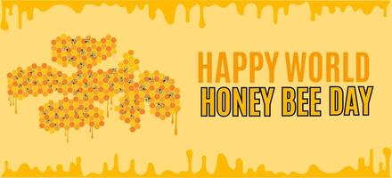 Graphic of little bees and honeycomb borders background art for world honey bee day vector