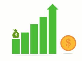 Financial increase graph and coin money symbol. with flat colors. good for business and other vector