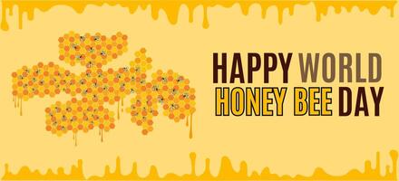 world honey bee day 4k graphic of little bees and honeycomb art background vector