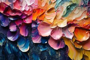 Colorful abstract flower petals create vibrant artistic display on canvas. photo