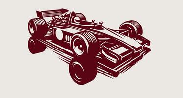 A racing car is shown in a red color vector