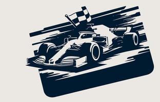 A racing car with a checkered flag on it vector