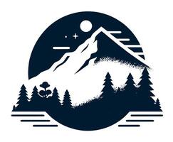 Mountain landscape with trees and moon vector