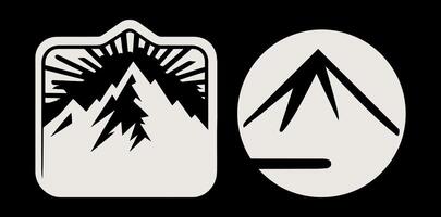 A mountain and a mountain range are shown in a black background vector