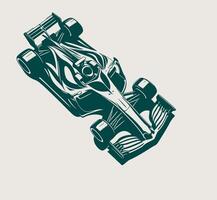 A racing car is shown in a green color vector