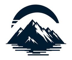 Mountains and water with moon and sun vector