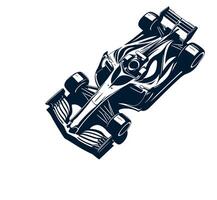 A racing car is shown in a black and white design vector