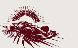 A racing car is shown in a red and white design vector