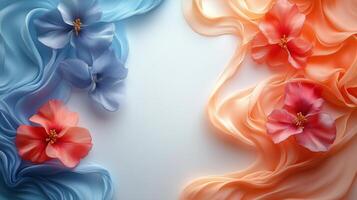 Colorful flowers and silk fabrics create a beautiful design for spring or summer events. photo
