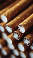 Close-up view of sweet pastry sticks stacked neatly in a delicious arrangement. photo