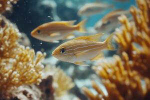 Colorful fish swimming among coral in a vibrant underwater ecosystem. photo