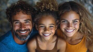 Family embracing happiness together in a joyful outdoor setting with warm, natural light. photo
