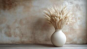 Beautiful pampas grass arrangement in an elegant vase on a neutral background. photo