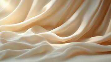 Soft cream fabric draped elegantly with gentle folds under warm light in a serene setting. photo