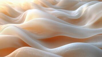 Soft waves of silk fabric draped elegantly in warm light creating a serene atmosphere. photo