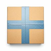 A box with blue tape on it photo