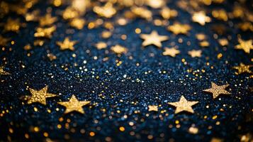 Golden stars and glitter create a festive atmosphere for celebrations and special occasions. photo