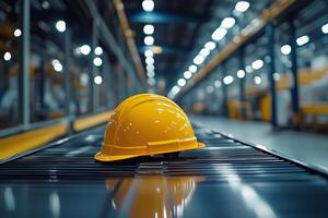 Safety gear on construction site symbolizes hard work and commitment to safety measures photo