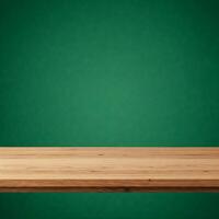 wooden table template, desk mockup, tabletop, front view, isolated on green photo
