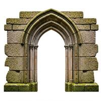 An archway with a stone wall and a stone arch photo