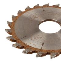 A circular saw blade on a white background photo