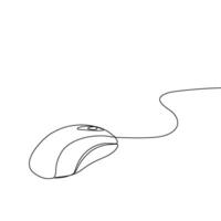 Mouse computer in one continuous single line art drawing. Minimal art style. Computer mouse equipment continuous line art illustration. vector
