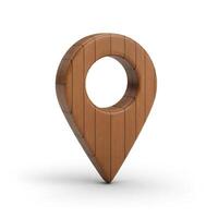 Map pointer wooden icon on white background images photo