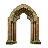 An archway in a stone building with a white background photo