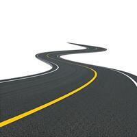 An empty road with yellow lines going down it photo