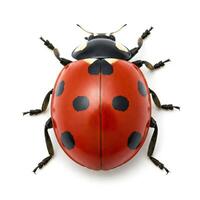 A ladybug is shown on a white background photo