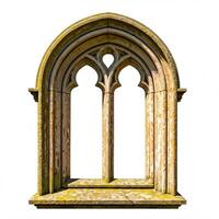 An old window with arched windows on a white background photo