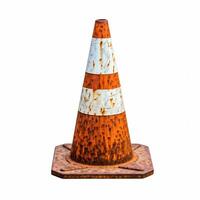 A rusty orange and white traffic cone photo