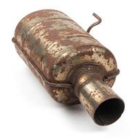 A rusty exhaust pipe on a white background photo