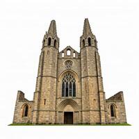 A large stone church with two towers on top photo