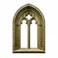 An old window with two arches on it photo