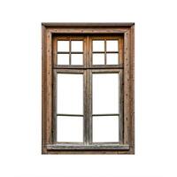 An old wooden window with a white background photo