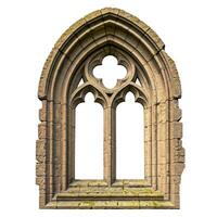 An old stone window with a cross on it photo