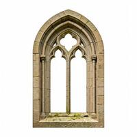 An old stone window with a cross on it photo