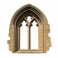 An old stone window with arched windows photo