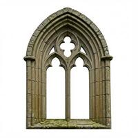 An old stone window with two arches photo
