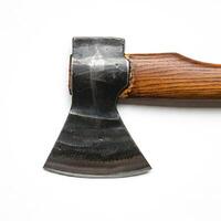 A large axe with a wooden handle on a white background photo