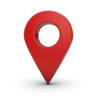 A red location marker on a white background photo