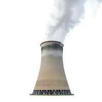 A nuclear power plant with smoke coming out of it photo
