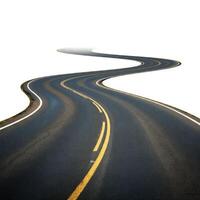 An empty road with a curved line photo