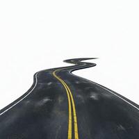 An empty road with yellow lines going down it photo