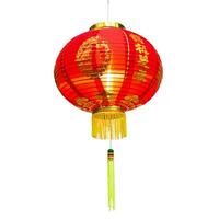 A red chinese lantern with gold trim. photo