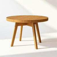 A round wooden table with two legs photo