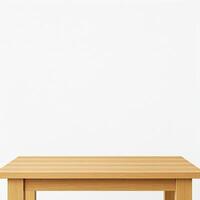 Wooden table with white background. photo