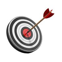 An arrow is hitting a target in the center of a dartboard photo