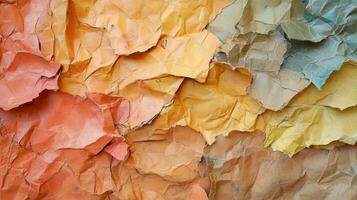 Colorful crumpled papers texture background design photo